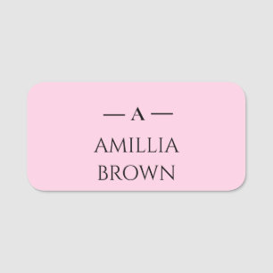 Rosa Monogramm Elegantes minimales Design Namensschild