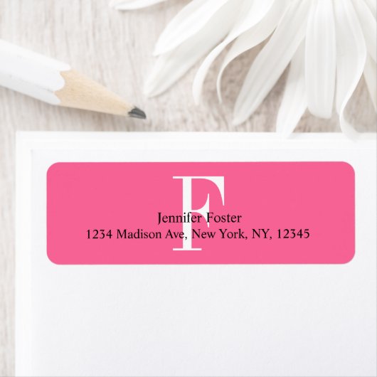 Rosa Monogramm F-Adressetiketten (Insitu)