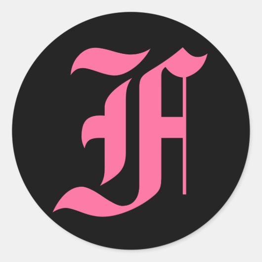 Rosa Monogramm F Runder Aufkleber (Vorderseite)