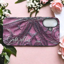 Rosa Monogramm floral abstrakt stilvoll elegant Case-Mate iPhone Hülle