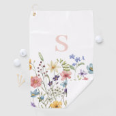 Rosa Monogramm Floral Botanisch Golfhandtuch (Insitu)
