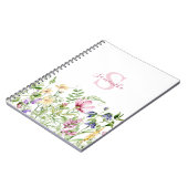 Rosa Monogramm Floral Botanisch Notizblock (Linke Seite)