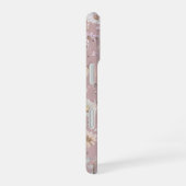 Rosa Monogramm Floral iPhone 16 Hülle (Rechte Seite)