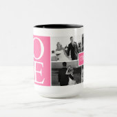 Rosa Monogramm Foto Collage Liebe Tasse (Zentrum)