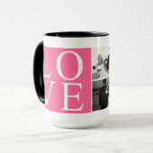 Rosa Monogramm Foto Collage Liebe Tasse (Vorderseite Links)