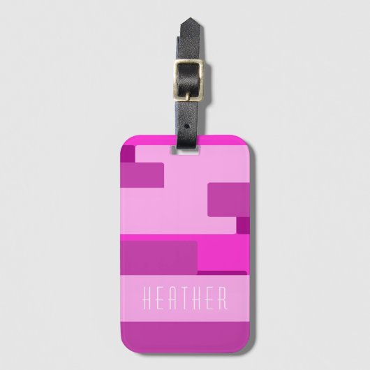 Rosa Monogramm Gepäckanhänger (Vorderseite Vertikal)