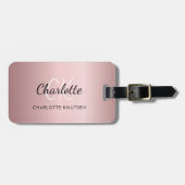 Rosa Monogramm Gepäckanhänger (Vorderseite horizontal)