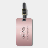 Rosa Monogramm Gepäckanhänger (Vorderseite vertikal)