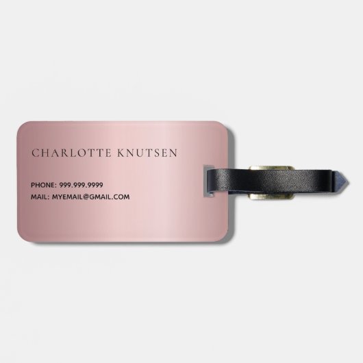 Rosa Monogramm Gepäckanhänger (Rückseite horizontal)