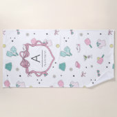 Rosa Monogramm-Geschenk für Pickleball Damen Strandtuch (Vorderseite)