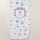 Rosa Monogramm-Geschenk für Pickleball Damen Strandtuch (Vorderseite)