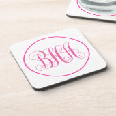 Rosa Monogramm Getränkeuntersetzer (Linke Seite)