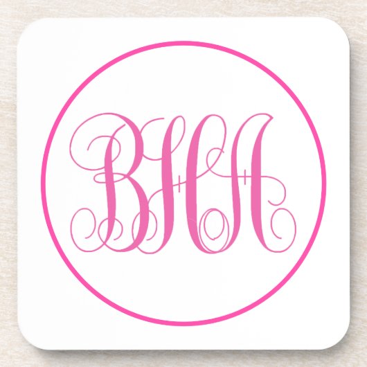 Rosa Monogramm Getränkeuntersetzer (Vorderseite)