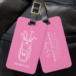 Rosa Monogramm Golf Gepäckanhänger