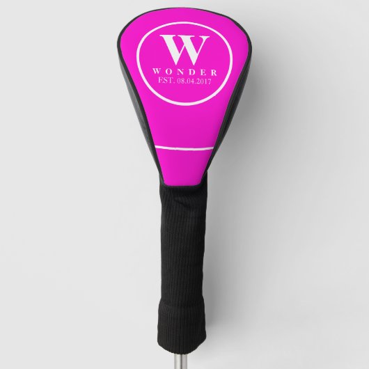 Rosa Monogramm Golf Name Headcover (Vorderseite)