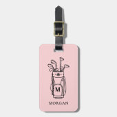 Rosa Monogramm-Golftasche Gepäckanhänger (Vorderseite vertikal)