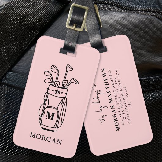 Rosa Monogramm-Golftasche Gepäckanhänger