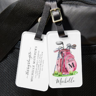 Rosa Monogramm-Golftasche Gepäckanhänger