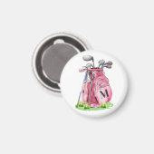 Rosa Monogramm-Golftasche Magnet (Vorderseite/Rückseite)