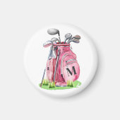 Rosa Monogramm-Golftasche Magnet (Vorne)