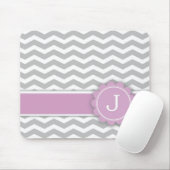 Rosa Monogramm-graues Zickzack des Buchstabe-J Mousepad (Mit Mouse)