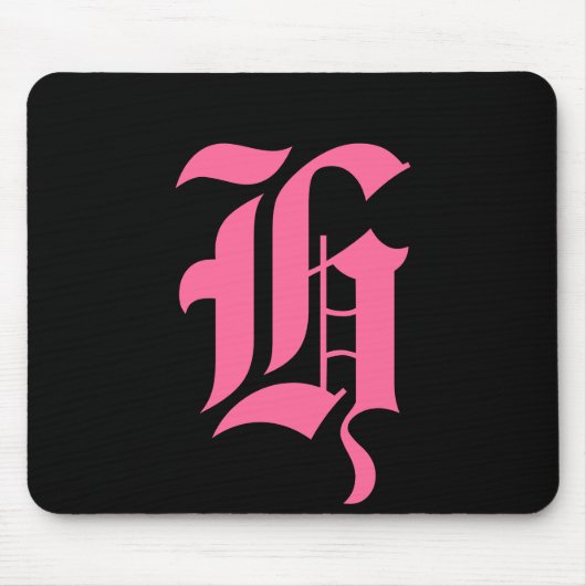 Rosa Monogramm H Mousepad (Vorne)
