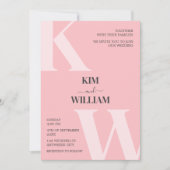 Rosa Monogramm-Hochzeit Einladung (Vorderseite)