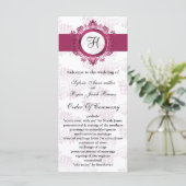 Rosa Monogramm Hochzeitsprogramm Programm (Stehend Vorderseite)