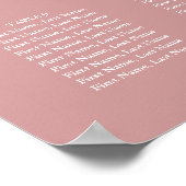 Rosa Monogramm-Hochzeitssitzplan Staubig Rosa Poster (Ecke)
