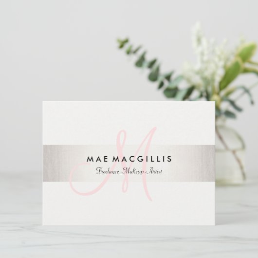 Rosa Monogramm-IMITATE Silberstreifen-Geschenkguts (Stehend Vorderseite)