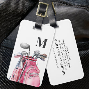 Rosa Monogramm Initial Golf Gepäckanhänger