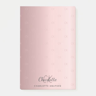 Rosa-Monogramm-Initialen, elegant Post-it Klebezettel