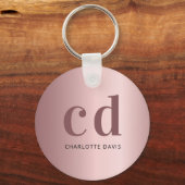 Rosa-Monogramm-Initialen, modern minimalistisch Schlüsselanhänger (Vorderseite)
