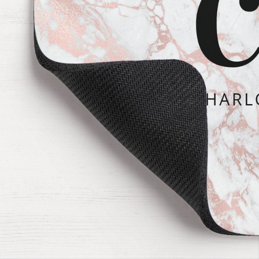 Rosa-Monogramm-Initialen Mousepad (Ecke)