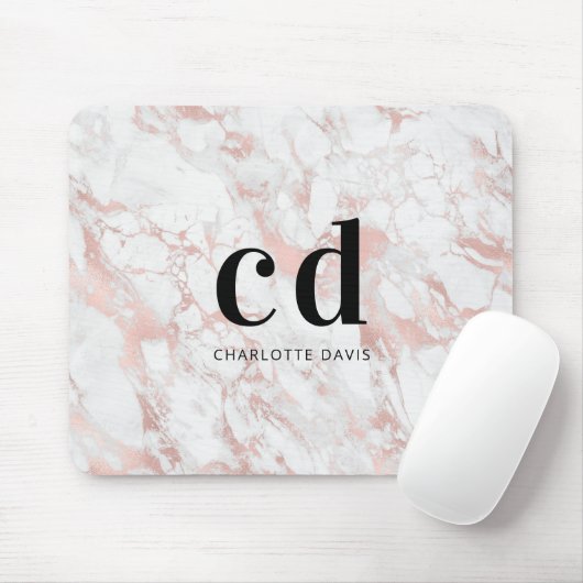 Rosa-Monogramm-Initialen Mousepad (Mit Mouse)