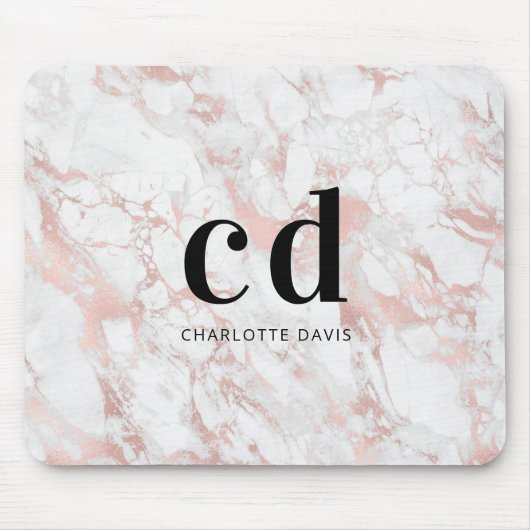 Rosa-Monogramm-Initialen Mousepad (Vorne)