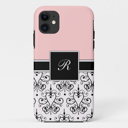 Rosa Monogramm iPhone Hüllen (Rückseite)