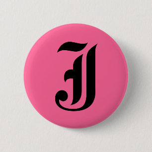 Rosa Monogramm J Button
