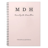 Rosa Monogramm Journal Notizbuch Notizblock (Vorderseite)