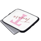 Rosa Monogramm-Laptop-Hülle | Benutzerdefinierter Laptopschutzhülle (Vorne Knopf)