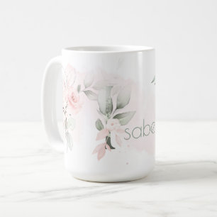 Rosa-Monogramm-Letter I (zartes Rosatinrot) Kaffeetasse