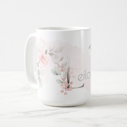 Rosa-Monogramm-Letter L Kaffeetasse (Vorderseite Links)