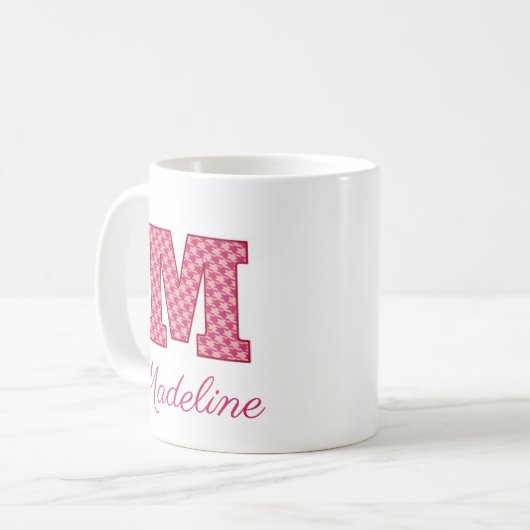 Rosa Monogramm Letter M Klassische Tasse, 11 oz Kaffeetasse (Vorderseite Links)