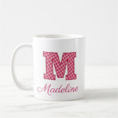 Rosa Monogramm Letter M Klassische Tasse, 11 oz Kaffeetasse (Links)