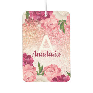Rosa Monogramm Luxus-Glitzer Autolufterfrischer