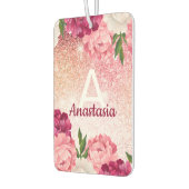 Rosa Monogramm Luxus-Glitzer Autolufterfrischer (Links)