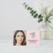Rosa Monogramm-Makeup-QR-Code-Social-Icon Visitenkarte (Stehend Vorderseite)