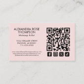 Rosa Monogramm-Makeup-QR-Code-Social-Icon Visitenkarte (Rückseite)