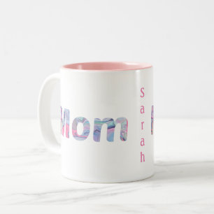 Rosa Monogramm-Marmor-Mama Zweifarbige Tasse
