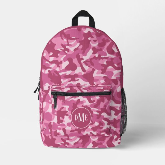 Rosa Monogramm mit zwei Tonen Camouflagen Bedruckter Rucksack (Vorderseite)